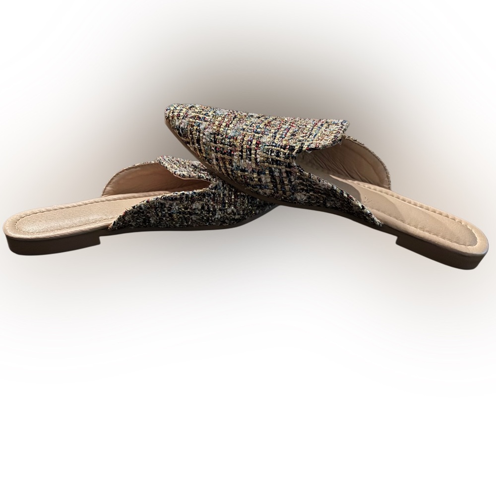 Elegant Multicolor Tweed Women's Mules